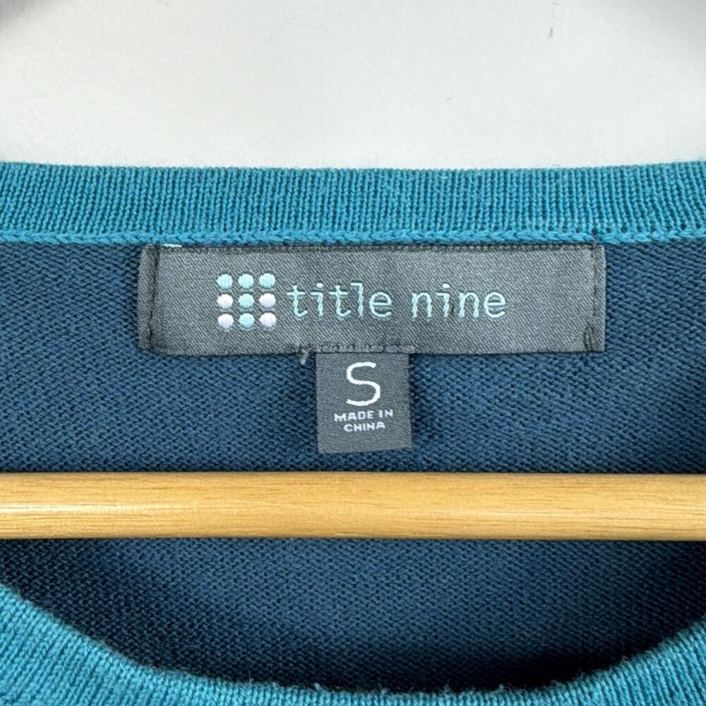 Title Nine Cotton Blend Teal Blue Raglan Sleeve Sweater Size S - Picture 7 of 9